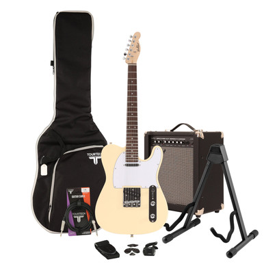EastCoast T1 Electric Guitar Starter Pack in Vintage White with 35W Amp & Accessories