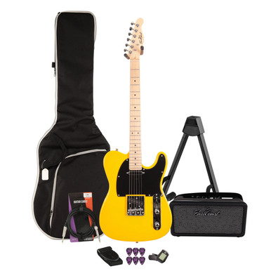 EastCoast T1 Electric Guitar Starter Pack In Ferrari Yellow with Bounce 15W Amp & Accessories