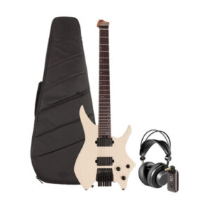 HILS NEXT HN3 Headless Electric Guitar Satin Ivory Silent Practice Bundle