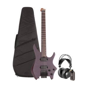 HILS NEXT HN3 Headless Electric Guitar Satin Purple Silent Practice Bundle