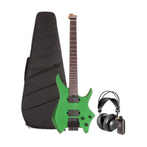 HILS NEXT HN3 Headless Electric Guitar Satin Green Silent Practice Bundle