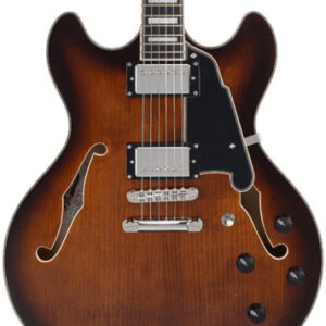 D'Angelico Premier DC Double Cutaway Stopbar Electric Guitar in Brown Burst