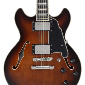 D'Angelico Premier Mini DC Double Cutaway Stopbar Electric Guitar in Brown Burst