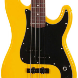 EastCoast PJ4 Electric Bass Guitar in Yellow Black Guard Rosewood Fretboard