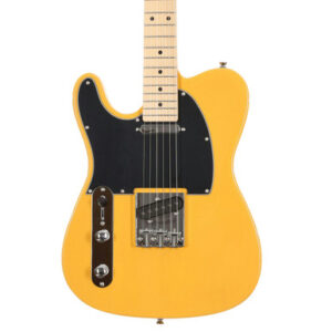 EastCoast T1 Left Handed Electric Guitar in Butterscotch with Maple Fretboard