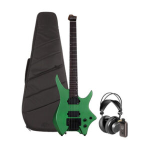 HILS NEXT HN5 Headless Electric Guitar Satin Green Silent Practice Bundle