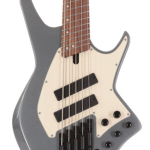 HILS NEXT HNB5 5-String Bass Guitar in Gloss Gunmetal Grey with Fanned Frets