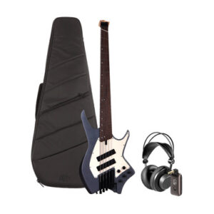 Hils HNB5 Headless 5-String Bass Guitar Fan Fret in Gloss Gunmetal Grey Silent Bundle