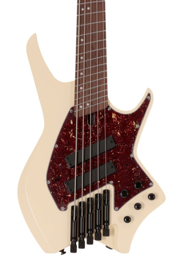 Hils NEXT HNB5 5-String Bass Guitar in Gloss Ivory with Fanned Frets