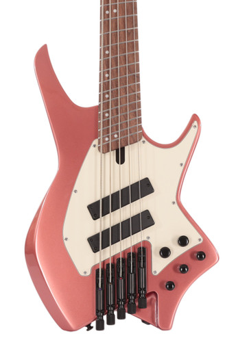 HILS NEXT HNB5 5-String Bass Guitar in Gloss Metallic Rosegold with Fanned Frets