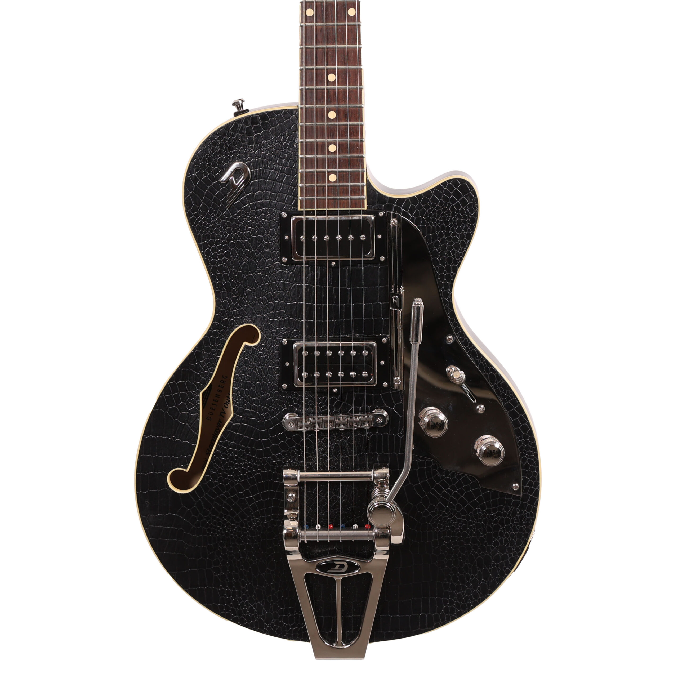 Second Hand Duesenberg Starplayer TV Outlaw Electric Guitar in Black Snakeskin 727