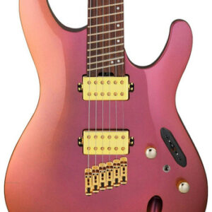 Ibanez SML721-RGC Axe Design Lab Multiscale Electric Guitar in Rose Gold Chameleon with Slanted Frets