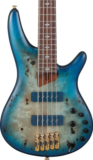 Ibanez SR6605-GFB SR Prestige Series 5-String Bass Guitar in Ghost Fleet Blue Burst