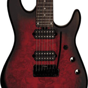 Sterling by Music Man Richardson 7 Electric Guitar in Dark Scarlet Burst Satin
