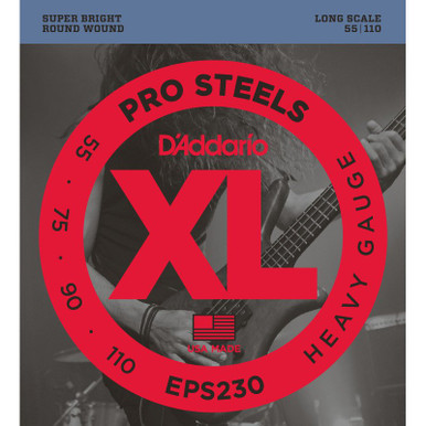 D'Addario EPS230 Pro Steels Stainless Steel Heavy 55-110 Bass Guitar Strings, Long Scale