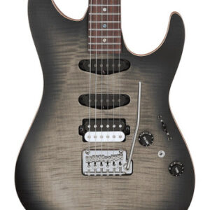 Ibanez TQM2-CUF Tom Quayle Signature Electric Guitar in Charcoal Black Burst Flat