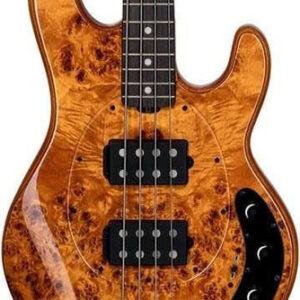 Sterling by Music Man StingRay HH Poplar Burl Ray34 Bass Guitar in Amber