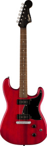 Squier Paranormal Strat-O-Sonic Electric Guitar in Crimson Red Transparent - Image 2