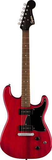 Squier Paranormal Strat-O-Sonic Electric Guitar in Crimson Red Transparent - Image 3