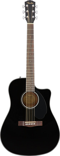 Fender CD-60SCE Dreadnought Electro Acoustic Cutaway Guitar in Black - Image 3