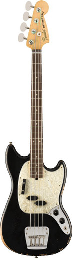 Fender JMJ Signature Road Worn Mustang Bass Guitar in Black - Image 3