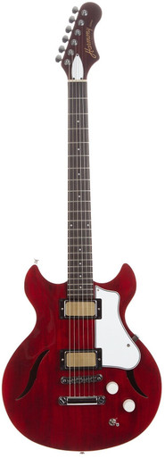 Harmony Comet Semi-Hollow Electric Guitar in Trans Red - Image 3