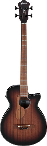 Ibanez AEGB24E-MHS Electro Acoustic Bass Guitar in Mahogany Sunburst High Gloss - Image 3