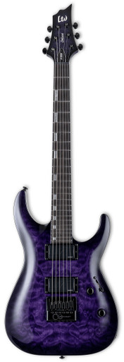 ESP LTD Deluxe H-1000 EverTune Electric Guitar in See Through Purple Sunburst - Image 3