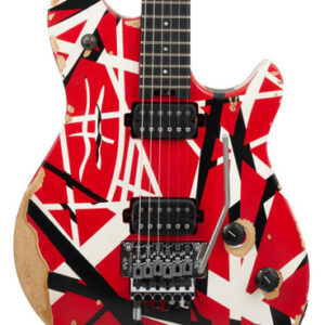 EVH Limited Edition Wolfgang Special Striped Series Electric Guitar in Red Black and White Aged