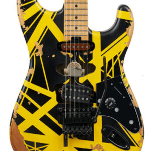 EVH Striped Series Frankenstein Frankie Electric Guitar in Black with Yellow Stripes Aged