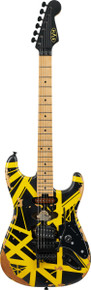 EVH Striped Series Frankenstein Frankie Electric Guitar in Black with Yellow Stripes Aged - Image 2