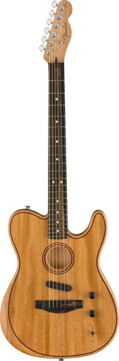 Fender American Acoustasonic Telecaster All-Mahogany Acoustic/Electric Guitar in Natural - Image 3