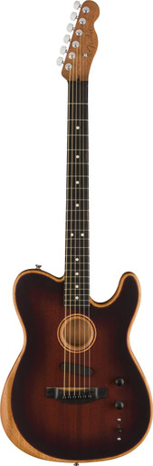 Fender American Acoustasonic Telecaster All-Mahogany Acoustic/Electric Guitar in Bourbon Burst - Image 3