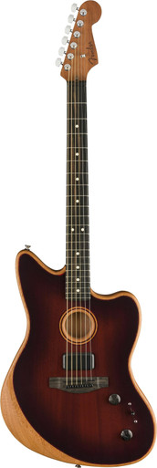 Fender American Acoustasonic Jazzmaster All-Mahogany Acoustic/Electric Guitar in Bourbon Burst - Image 3