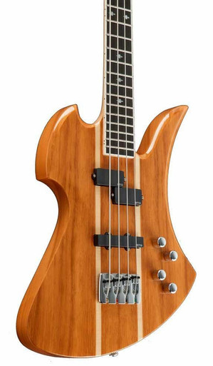 BC Rich Legacy Series Heritage Classic Mockingbird Bass Guitar in Natural Koa