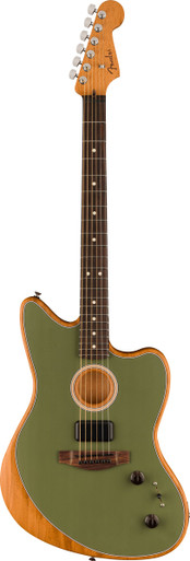Fender Acoustasonic Player Jazzmaster Acoustic/Electric Guitar in Antique Olive - Image 3