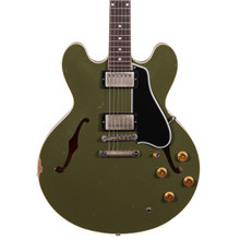 Gibson Custom Shop Murphy Lab 1959 ES-335 Reissue Heavy Aged Semi-Hollow Electric Guitar in Olive Drab (55653) - Image 3