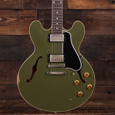 Gibson Custom Shop Murphy Lab 1959 ES-335 Reissue Heavy Aged Semi-Hollow Electric Guitar in Olive Drab - Image 3