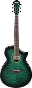 Ibanez AEWC16QA-TEH Electro Acoustic Guitar in Transparent Emerald Burst High Gloss - Image 2