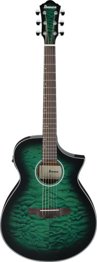 Ibanez AEWC16QA-TEH Electro Acoustic Guitar in Transparent Emerald Burst High Gloss - Image 3