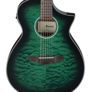 Ibanez AEWC16QA-TEH Electro Acoustic Guitar in Transparent Emerald Burst High Gloss