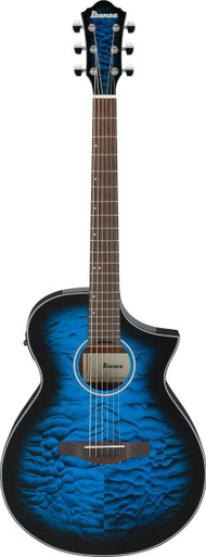 Ibanez AEWC16QA-TLH Electro Acoustic Guitar in Transparent Blue Sunburst High Gloss - Image 3