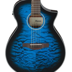 Ibanez AEWC16QA-TLH Electro Acoustic Guitar in Transparent Blue Sunburst High Gloss