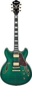 Ibanez AS93FM-TMG AS Series Flamed Maple Semi-Hollow Electric Guitar in Transparent Moss Green - Image 2