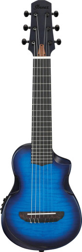 Ibanez AUP10FMNE Advanced Electro Acoustic Ukulele in Transparent Blue Sunburst Open Pore - Image 3