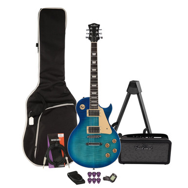 EastCoast L1 Electric Guitar Starter Pack in Blue Burst with Bounce 15W Amp & Accessories
