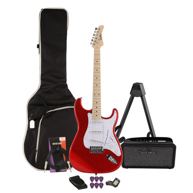EastCoast ST1 Electric Guitar Starter Pack in Red with Bounce 15W Amp & Accessories