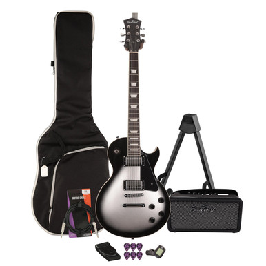 EastCoast L1 Electric Guitar Starter Pack in Silver Burst with Bounce 15W Amp & Accessories