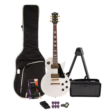 EastCoast L1 Electric Guitar Starter Pack in White with Bounce 15W Amp & Accessories