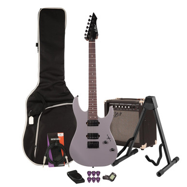 EastCoast MT1 Electric Guitar Starter Pack in Stone Grey with 15W Amp & Accessories